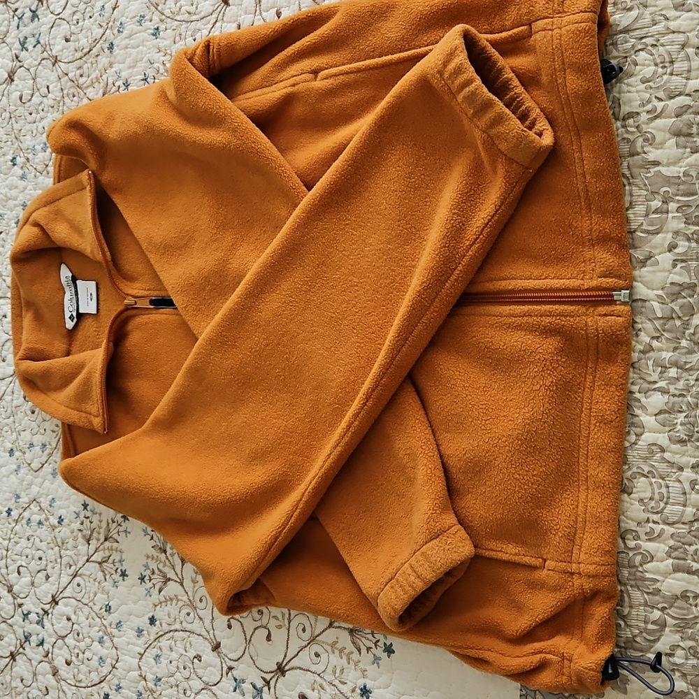 2X🍁HP🍁Columbia Orange Zipper Fleece Jacket Vintage - Picture 2 of 11